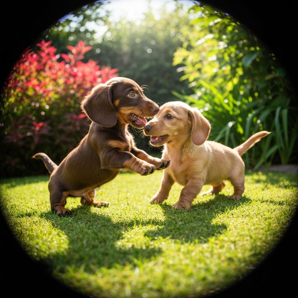 Dachshund puppies playing